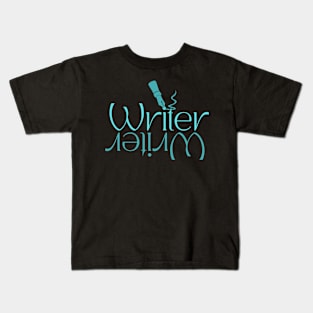 Writer (Blue) Reflective Text Kids T-Shirt